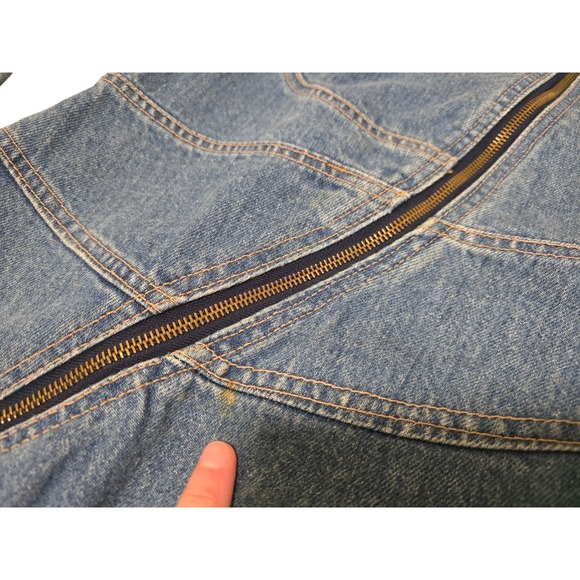 1980s Vintage Denim Zip Front Dress by Santana Size 6 Motorcycle - Picture 8 of 11